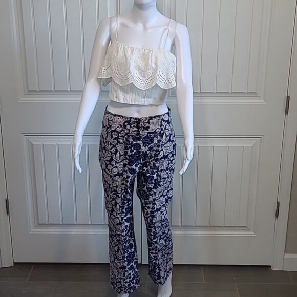 Ulla Johnson's Floral Ellis Jeans Corset-Inspired Button Fly Kick Flare Size 6 - Picture 3 of 14
